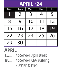 District School Academic Calendar for Swift Multi-cultural Ed Center for April 2024