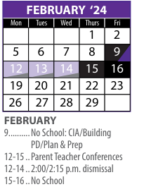 District School Academic Calendar for Swift Multi-cultural Ed Center for February 2024
