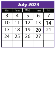 District School Academic Calendar for Swift Multi-cultural Ed Center for July 2023