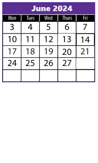 District School Academic Calendar for Swift Multi-cultural Ed Center for June 2024