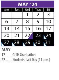 District School Academic Calendar for Swift Multi-cultural Ed Center for May 2024