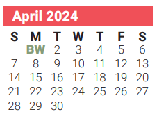 District School Academic Calendar for P A S S Learning Ctr for April 2024