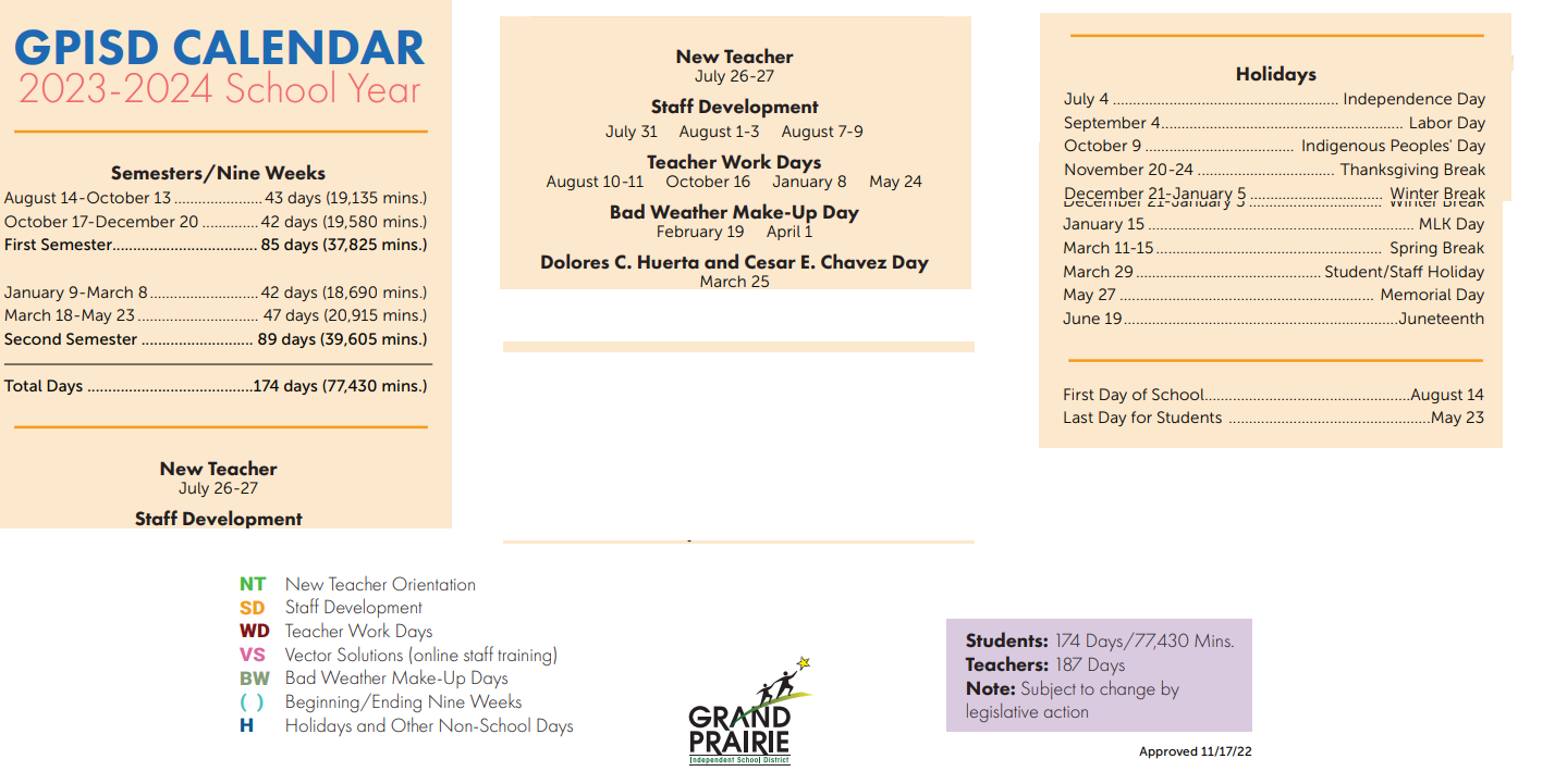 District School Academic Calendar Key for Dickinson Elementary