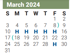 District School Academic Calendar for Barbara Bush Elementary for March 2024