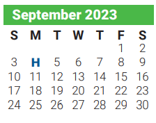 District School Academic Calendar for Sam Houston Elementary for September 2023