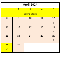 District School Academic Calendar for Alternative 3a-jr High for April 2024