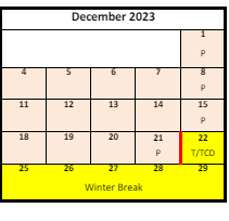 District School Academic Calendar for Wasatch Jr High for December 2023