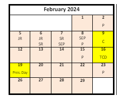 District School Academic Calendar for Wasatch Jr High for February 2024