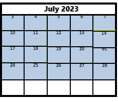 District School Academic Calendar for Taylorsville High for July 2023