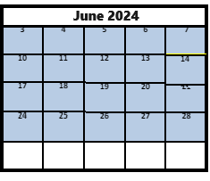 District School Academic Calendar for Valley Crest School for June 2024