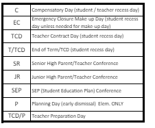 District School Academic Calendar Legend for Mountain View Learn Cnt