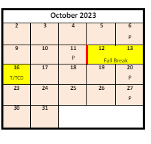 District School Academic Calendar for Alternative 3a-jr High for October 2023