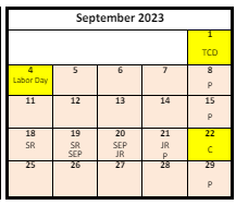 District School Academic Calendar for Taylorsville High for September 2023