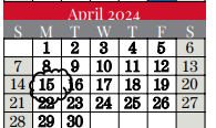District School Academic Calendar for Taylor Elementary for April 2024