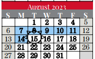 District School Academic Calendar for Colleyville Middle for August 2023