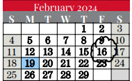 District School Academic Calendar for Colleyville Middle for February 2024