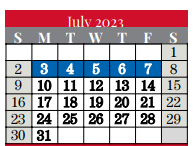 District School Academic Calendar for Bear Creek Elementary for July 2023