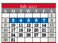 District School Academic Calendar for Colleyville Elementary for July 2023