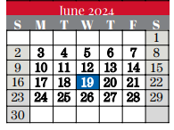 District School Academic Calendar for Grapevine Elementary for June 2024