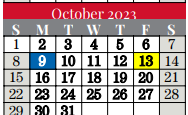 District School Academic Calendar for Taylor Elementary for October 2023
