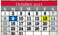 District School Academic Calendar for Grapevine Middle for October 2023