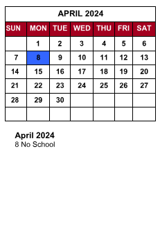 District School Academic Calendar for Parkview Middle School for April 2024
