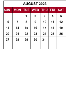 District School Academic Calendar for Parkview Middle School for August 2023