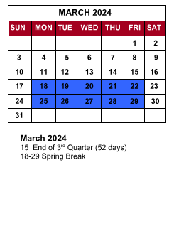District School Academic Calendar for Parkview Middle School for March 2024