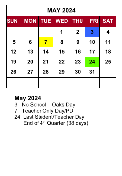District School Academic Calendar for Parkview Middle School for May 2024