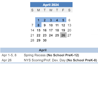 District School Academic Calendar for Odyssey Academy for April 2024