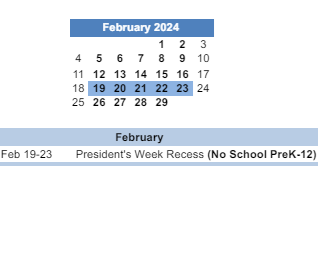 District School Academic Calendar for Odyssey Academy for February 2024