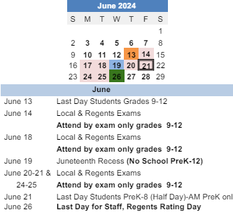 District School Academic Calendar for Odyssey Academy for June 2024