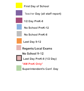 District School Academic Calendar Legend for Odyssey Academy