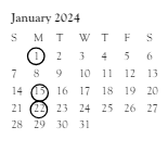District School Academic Calendar for Preble High for January 2024