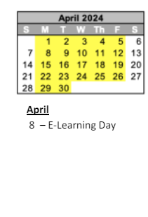 District School Academic Calendar for Greenfield Intermediate School for April 2024