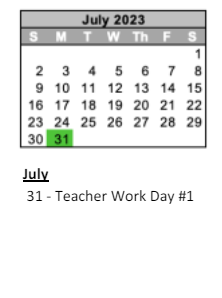 District School Academic Calendar for Greenfield Intermediate School for July 2023