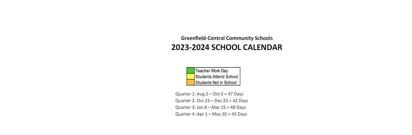 District School Academic Calendar Key for Greenfield Intermediate School