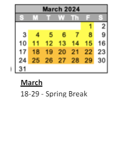 District School Academic Calendar for Greenfield Intermediate School for March 2024