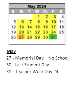 District School Academic Calendar for Greenfield Intermediate School for May 2024