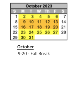 District School Academic Calendar for Greenfield Intermediate School for October 2023