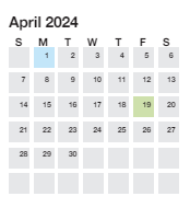 District School Academic Calendar for Alexander Elementary for April 2024