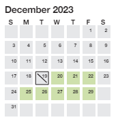 District School Academic Calendar for Alexander Elementary for December 2023