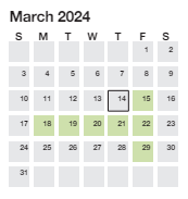 District School Academic Calendar for Alexander Elementary for March 2024