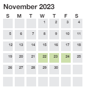 District School Academic Calendar for Alexander Elementary for November 2023