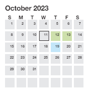 District School Academic Calendar for Alexander Elementary for October 2023