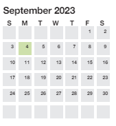 District School Academic Calendar for Alexander Elementary for September 2023