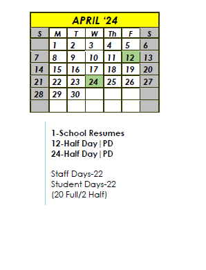 District School Academic Calendar for Em Boyd Elementary School for April 2024