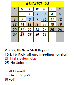District School Academic Calendar for Em Boyd Elementary School for August 2023