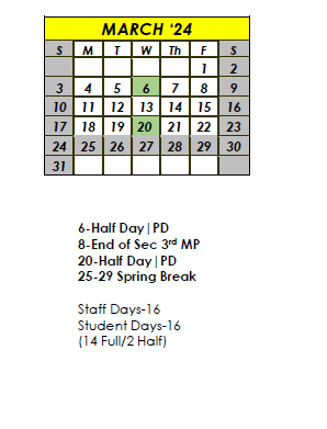 District School Academic Calendar for Em Boyd Elementary School for March 2024