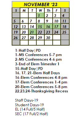 District School Academic Calendar for Em Boyd Elementary School for November 2023